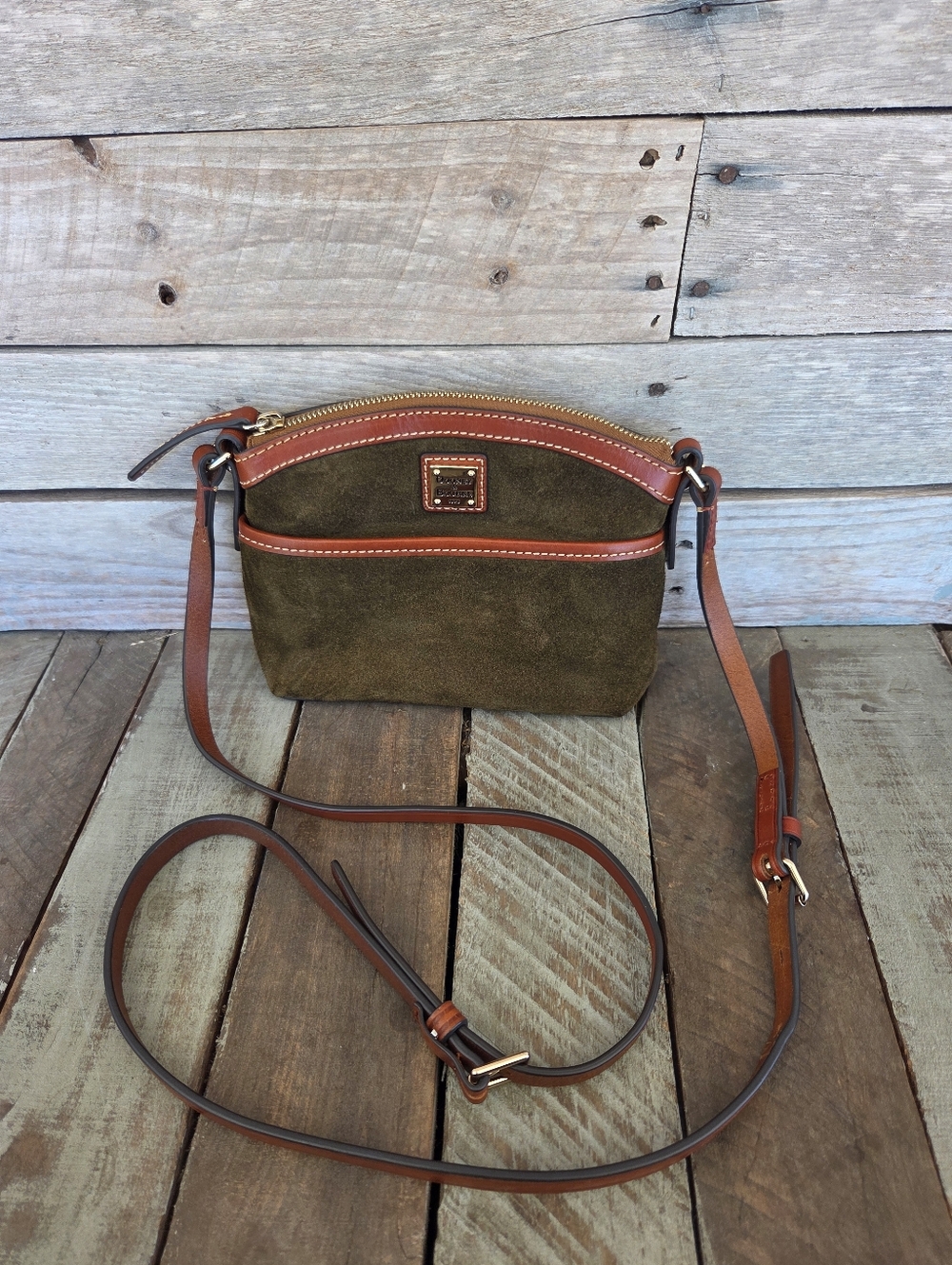 Dooney And Bourke Green Suede Crossbody